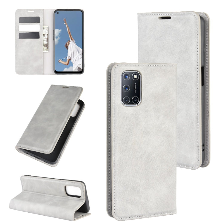 Per OPPO A72 Custodia in pelle con ventosa magnetica per affari retro-pelle con supporto e slot per carte e portafoglio, For OPPO A72