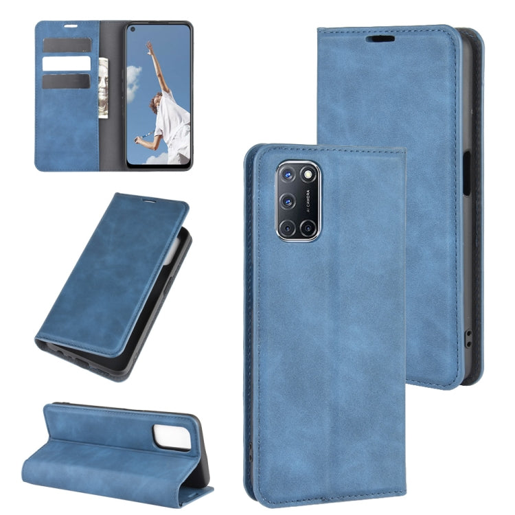 Per OPPO A72 Custodia in pelle con ventosa magnetica per affari retro-pelle con supporto e slot per carte e portafoglio, For OPPO A72