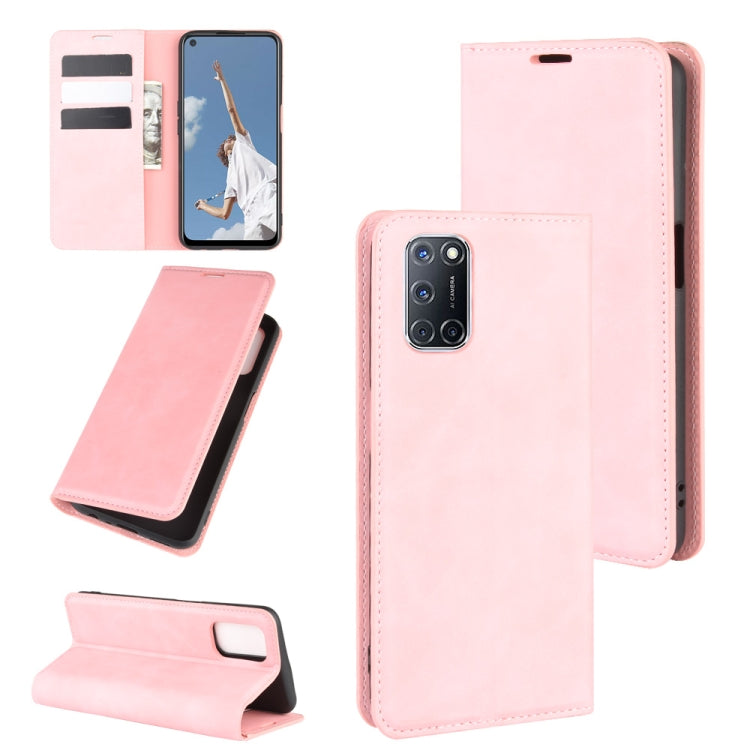 Per OPPO A72 Custodia in pelle con ventosa magnetica per affari retro-pelle con supporto e slot per carte e portafoglio, For OPPO A72