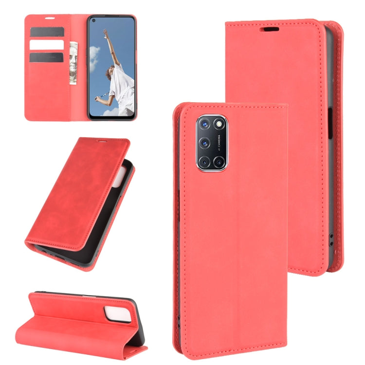 Per OPPO A72 Custodia in pelle con ventosa magnetica per affari retro-pelle con supporto e slot per carte e portafoglio, For OPPO A72