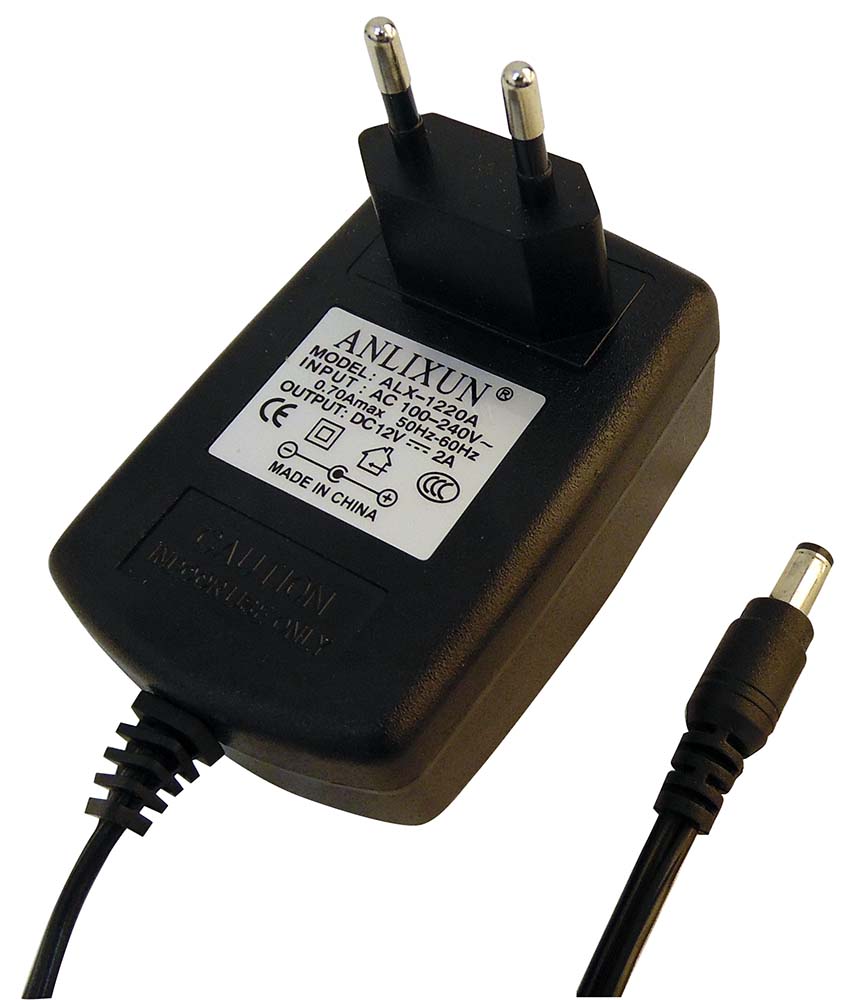 Alimentatore switching 12V 2A con connettore 2.1/5.5 mm