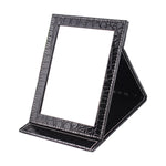 Specchio cosmetico portatile in pelle con supporto