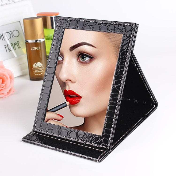 Specchio cosmetico portatile in pelle con supporto