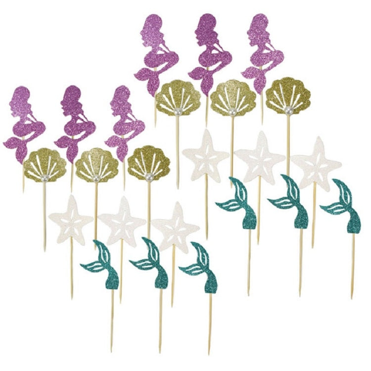 Set 24 carte decorate per cupcakes con principesse e sirene