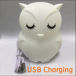 Lampada LED gufo in silicone con luce notturna USB