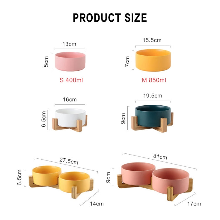 Ciotola in ceramica per gatti e cani con supporto in legno