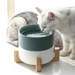 Ciotola in ceramica per gatti e cani con supporto in legno