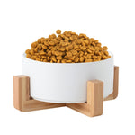 Ciotola in ceramica per gatti e cani con supporto in legno
