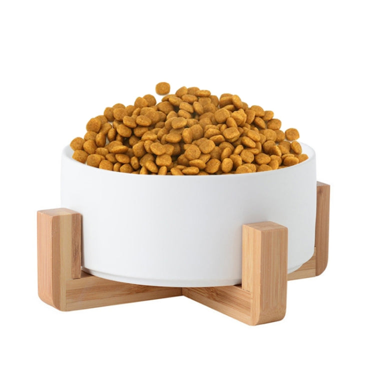 Ciotola in ceramica per gatti e cani con supporto in legno