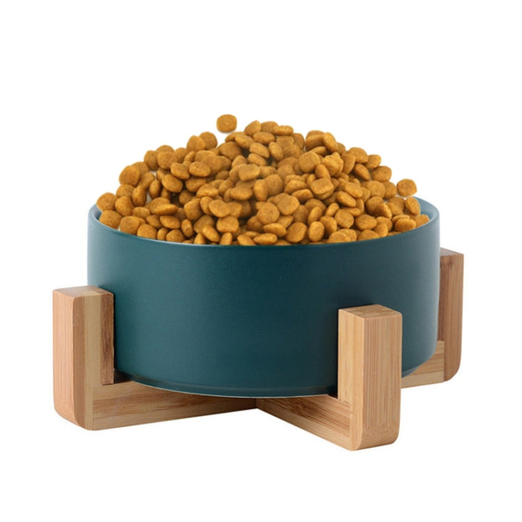 Ciotola in ceramica per gatti e cani con supporto in legno