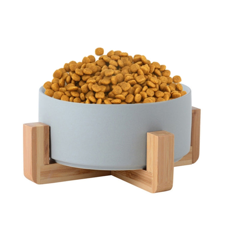 Ciotola in ceramica per gatti e cani con supporto in legno