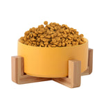Ciotola in ceramica per gatti e cani con supporto in legno
