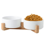 Ciotola in ceramica per gatti e cani con supporto in legno