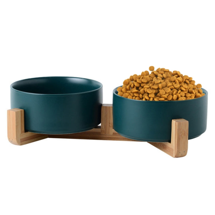 Ciotola in ceramica per gatti e cani con supporto in legno