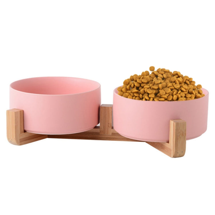 Ciotola in ceramica per gatti e cani con supporto in legno