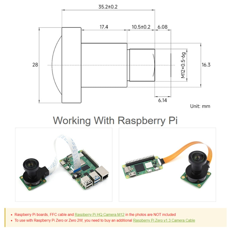 Obiettivo Raspberry Pi M12 12MP 3,2 mm con FOV 160° - immagine 3