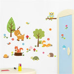 Adesivi murali animali della foresta in PVC 55x80 cm