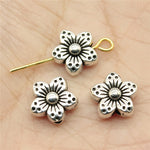30 ciondoli a forma di fiore in lega argento tibetano 9x9x5 mm