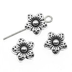 30 ciondoli a forma di fiore in lega argento tibetano 9x9x5 mm