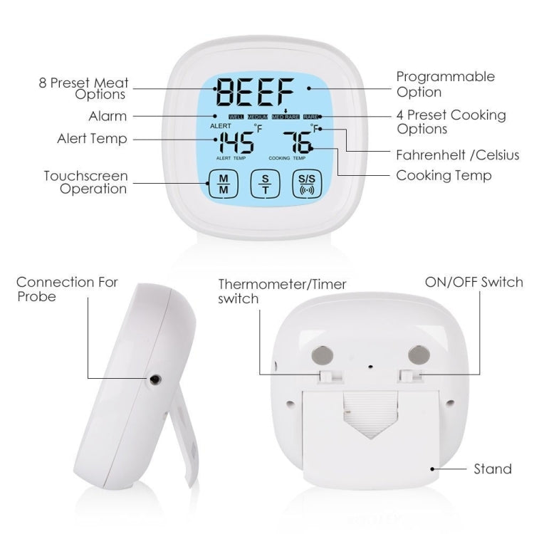 Termometro digitale da forno con timer touchscreen 2 pezzi