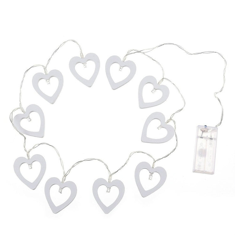 Stringa luminosa cuore in legno 1,2 m 10 LED Natale