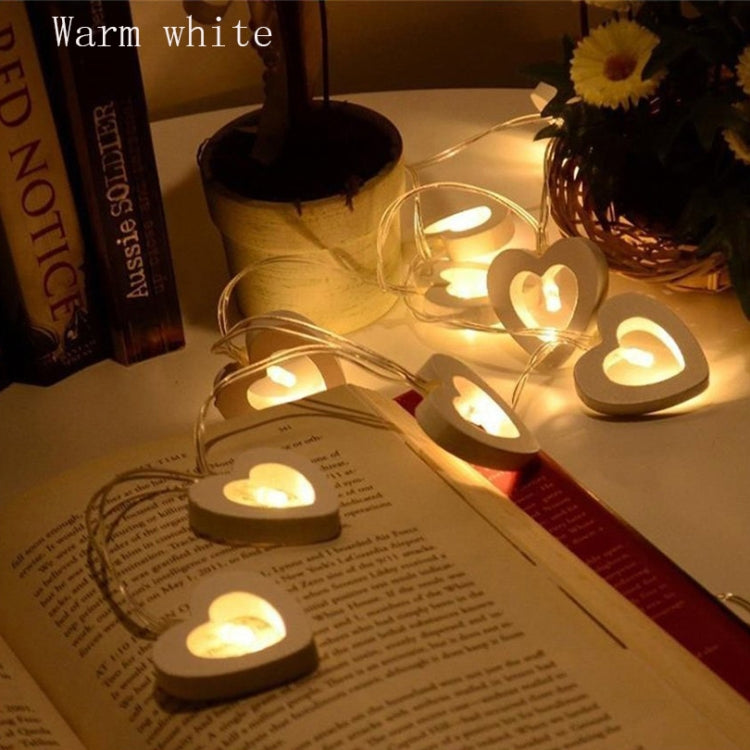 Stringa luminosa cuore in legno 1,2 m 10 LED Natale