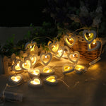 Stringa luminosa cuore in legno 1,2 m 10 LED Natale