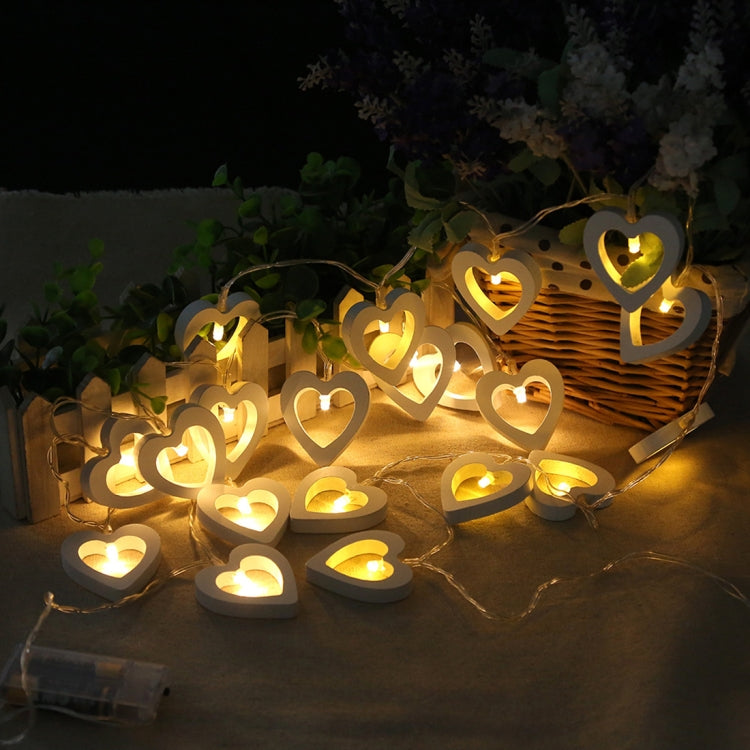 Stringa luminosa cuore in legno 1,2 m 10 LED Natale