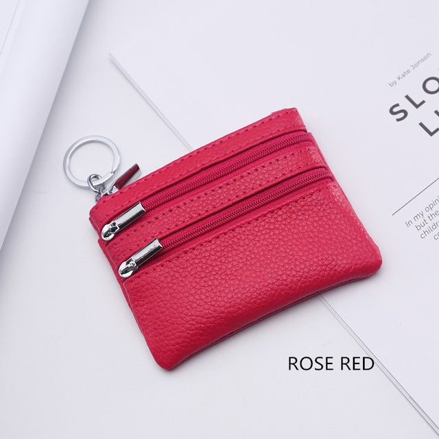 Portafoglio piccolo donna in pelle PU con cerniera