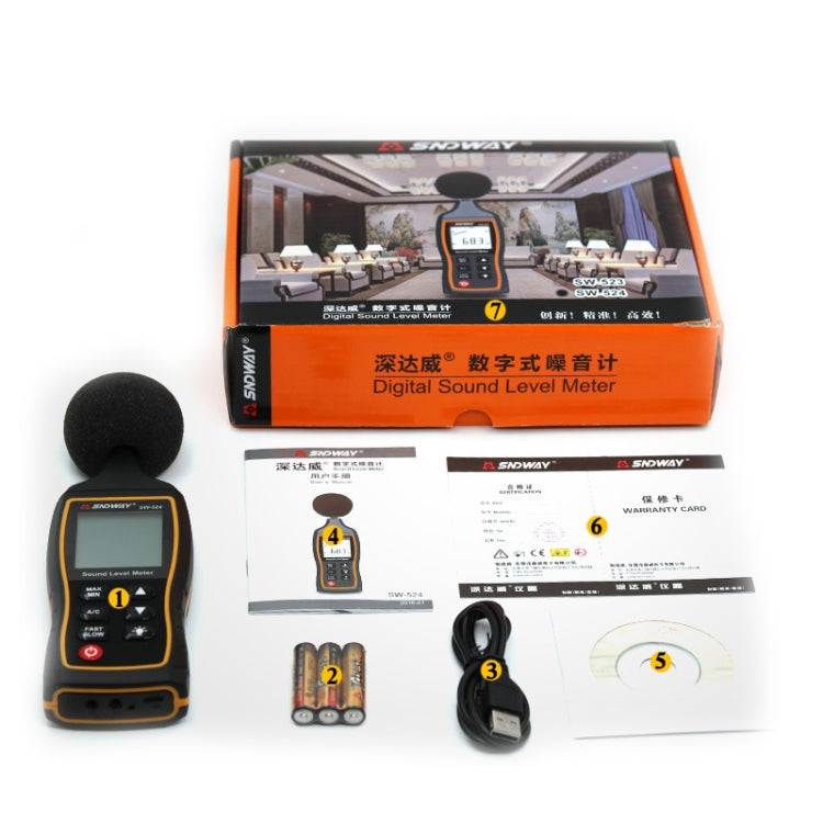 Misuratore di decibel portatile SNDWAY SW523 SW524