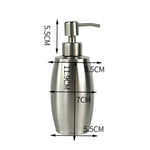 Bottiglia ovale disinfettante mani con dispenser in acciaio