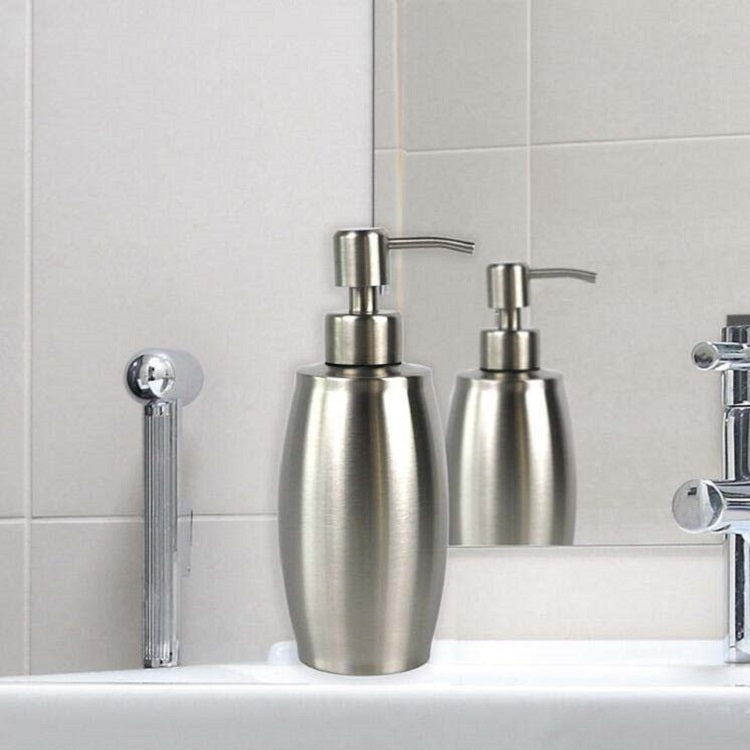 Bottiglia ovale disinfettante mani con dispenser in acciaio