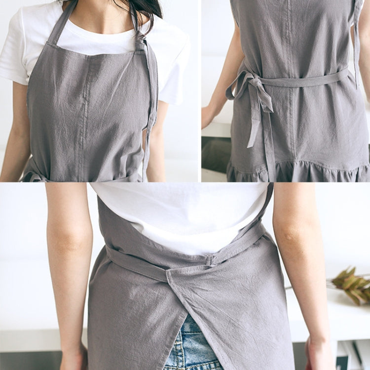 Grembiule lungo slim fit in cotone e lino 98 cm