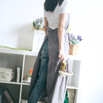 Grembiule lungo slim fit in cotone e lino 98 cm