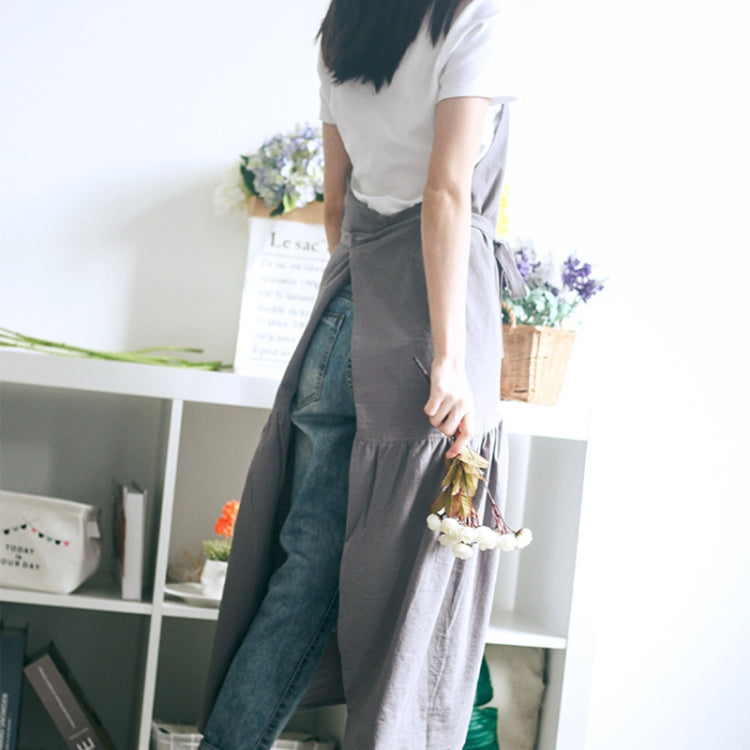 Grembiule lungo slim fit in cotone e lino 98 cm
