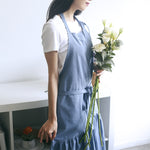 Grembiule lungo slim fit in cotone e lino 98 cm