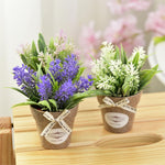 Set 2 fiori artificiali in vaso di plastica 12 cm