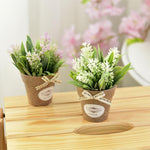 Set 2 fiori artificiali in vaso di plastica 12 cm