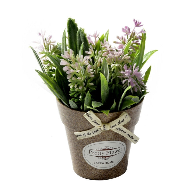 Set 2 fiori artificiali in vaso di plastica 12 cm