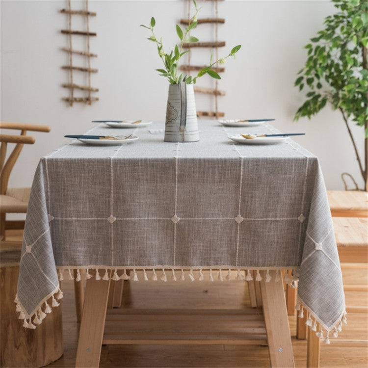 Tovaglia ricamata in cotone 140x200-260 cm