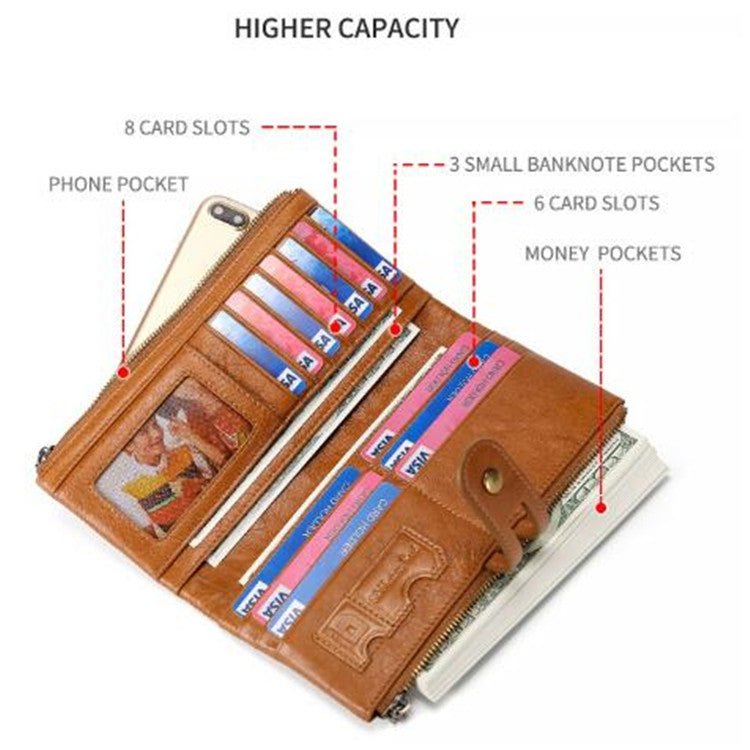 Pochette portafoglio donna in pelle con porta carte