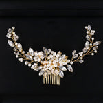 Fascia per capelli con perle dorate e strass 20x6 cm