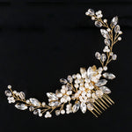 Fascia per capelli con perle dorate e strass 20x6 cm