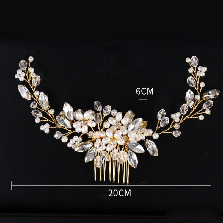 Fascia per capelli con perle dorate e strass 20x6 cm