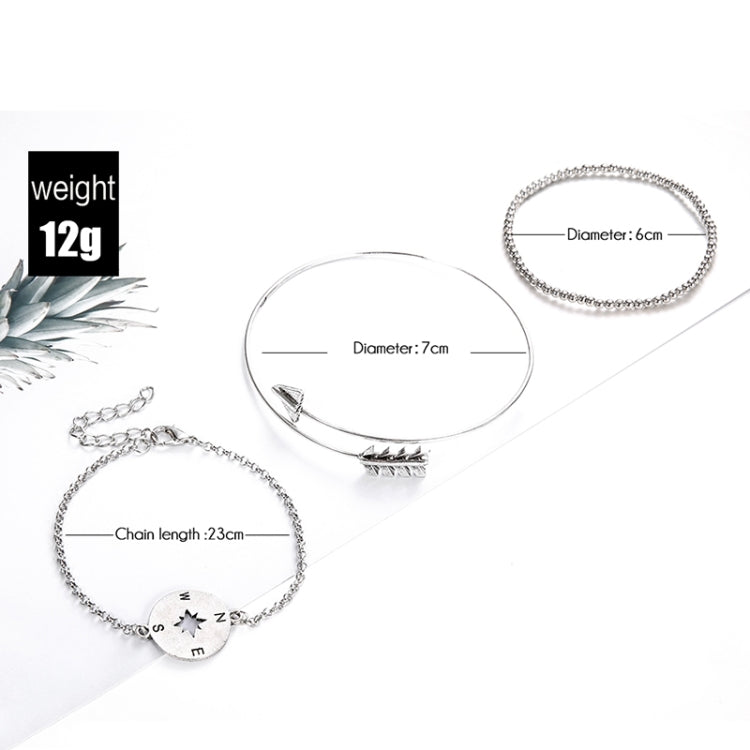Bracciale donna argento con 3 perline e bussola a freccia