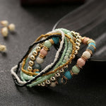 Bracciale elastico multistrato con perline da donna