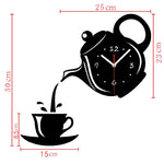 Orologio da parete 3D acrilico tazza e teiera 32x32 cm