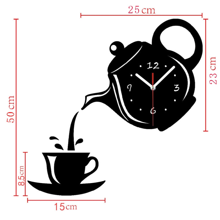 Orologio da parete 3D acrilico tazza e teiera 32x32 cm