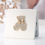 Mini specchio trucco portatile pieghevole in pelle PU