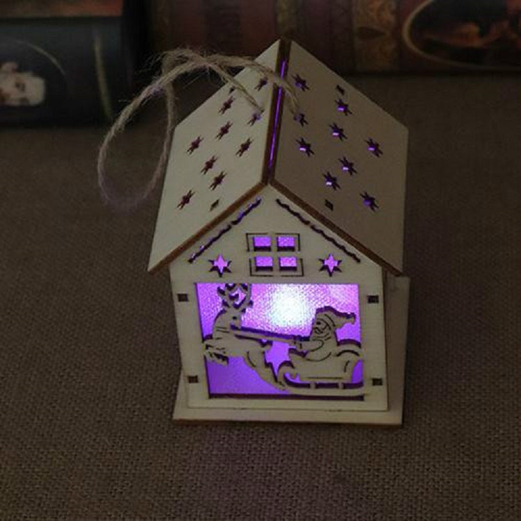 Casa in legno luminosa decorazione natalizia 10x8.5x13 cm